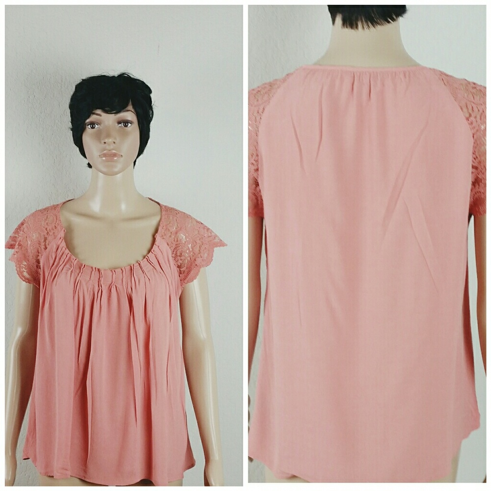 Express Pink Flowy lace top size small - Picture 4 of 8